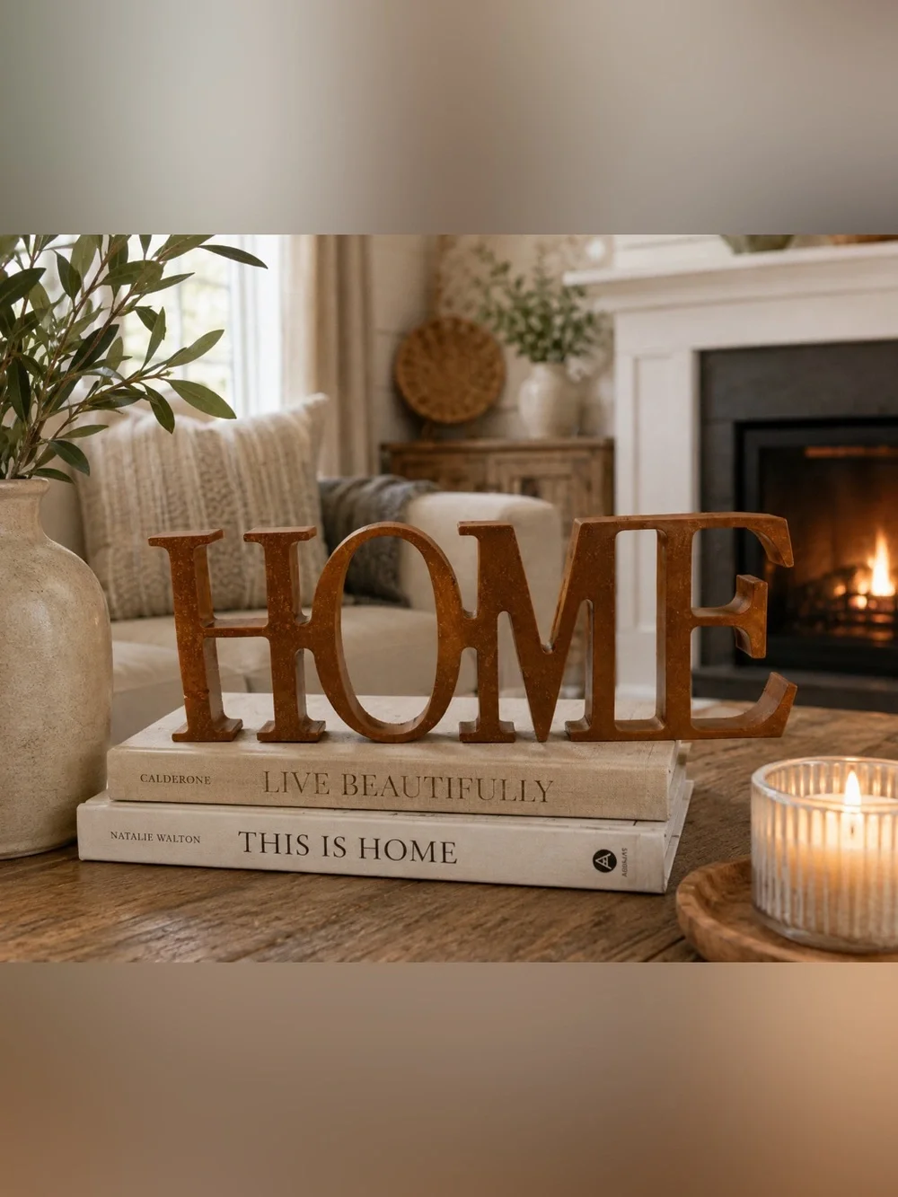 HOME Metal Tabletop Sign - Brown Rustic Accent